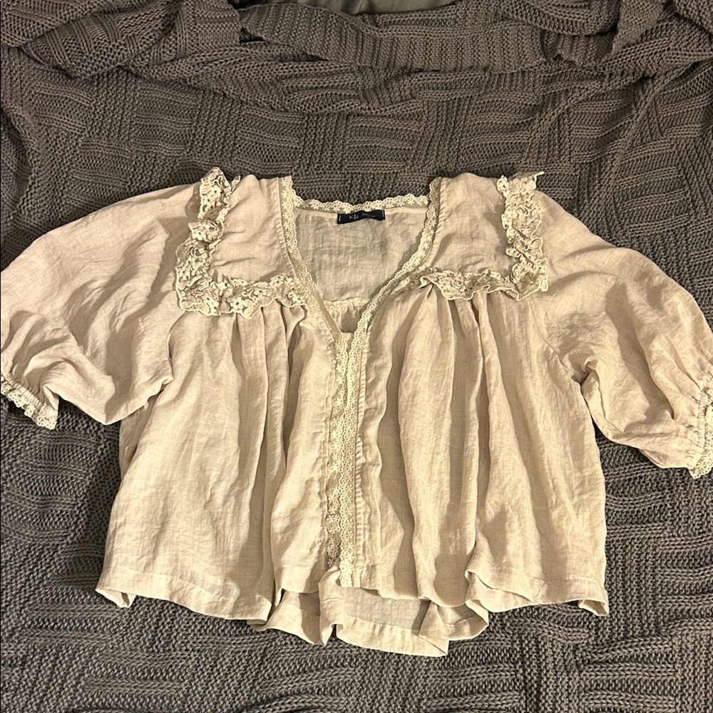 Women's Elegant Cream Lace Blouse